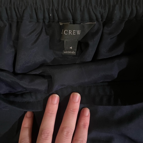 J Crew Navy Blue Indigo Wool Blend Ruffle Office Skirt - Picture 3 of 3